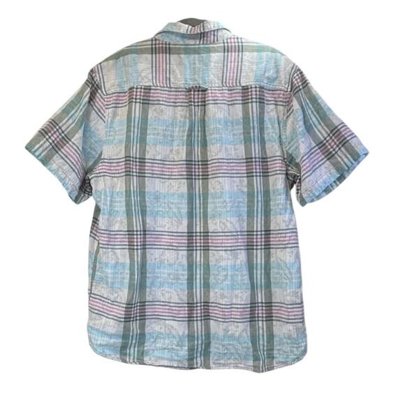 Tommy Bahama Men L Striped Light Blue Button Up Short Sleeves Casual/Preppy Top - Picture 2 of 7